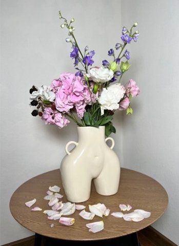 Ваза Nana Ceramics Ким бежевая 25 см 2384541374 фото