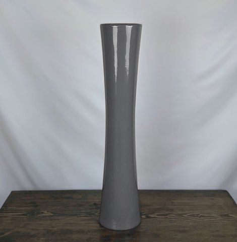 Ваза Nana Ceramics Напольна Труба Глянець висока Сіра 77 см 2467089759 фото