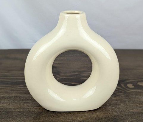 Ваза Nana Ceramics Стайл глянец бежевая 21 см 2566312336 фото
